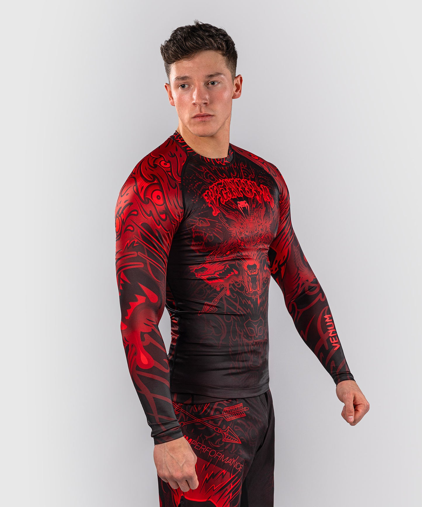 Venum Wolf Atak Long Sleeve Rashguard - Black/Red
