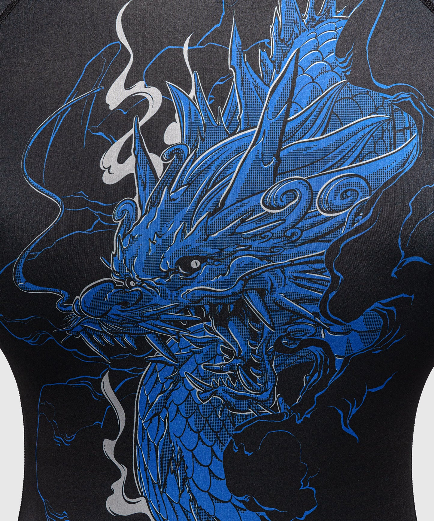 Rashguard à Manches Courtes Venum Thunder Dragon – Noir/Bleu Royal