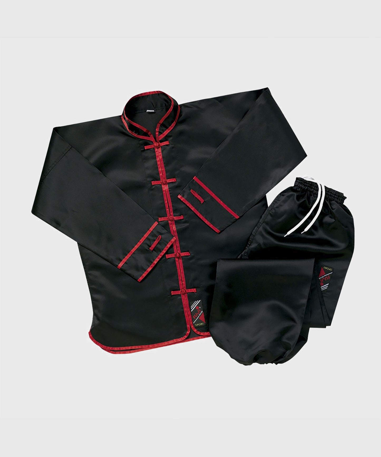 Fujimae Kung-Fu Anzug aus Satin - Schwarz