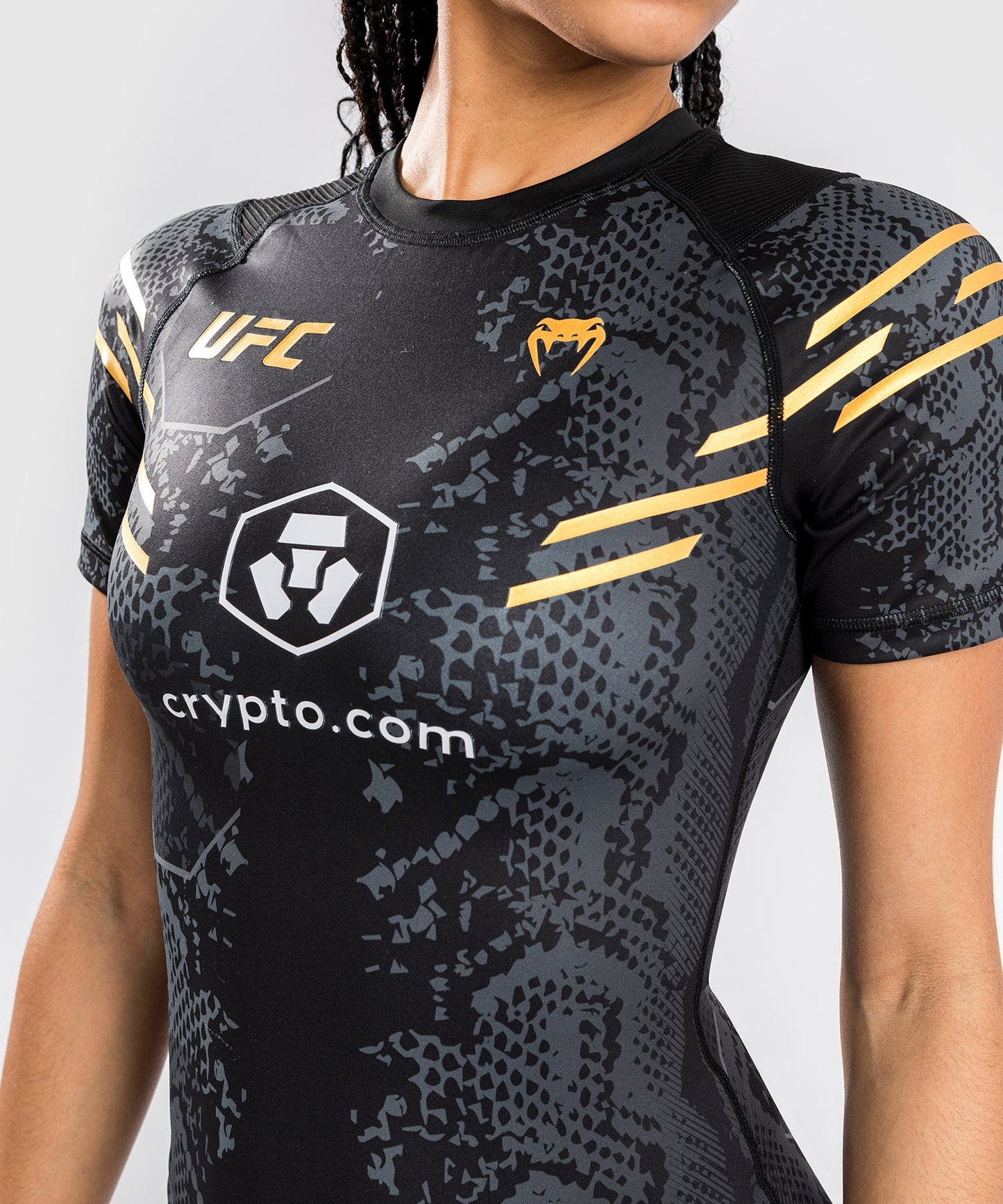 Women's UFC Adrenaline by Venum Authentic Fight Night Short Sleeve Rashguard - Champion