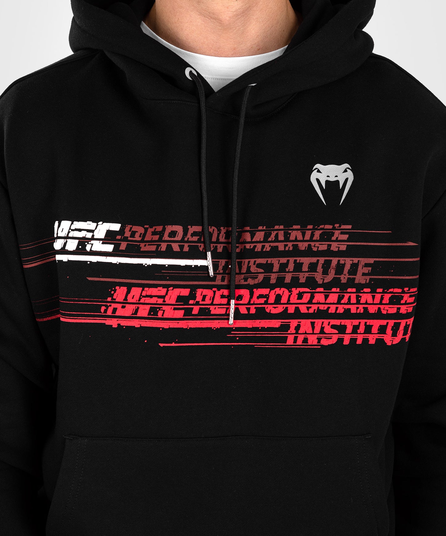 UFC Venum Performance Institute 2.0 Felpa con Cappuccio da Uomo - Nero/Rosso