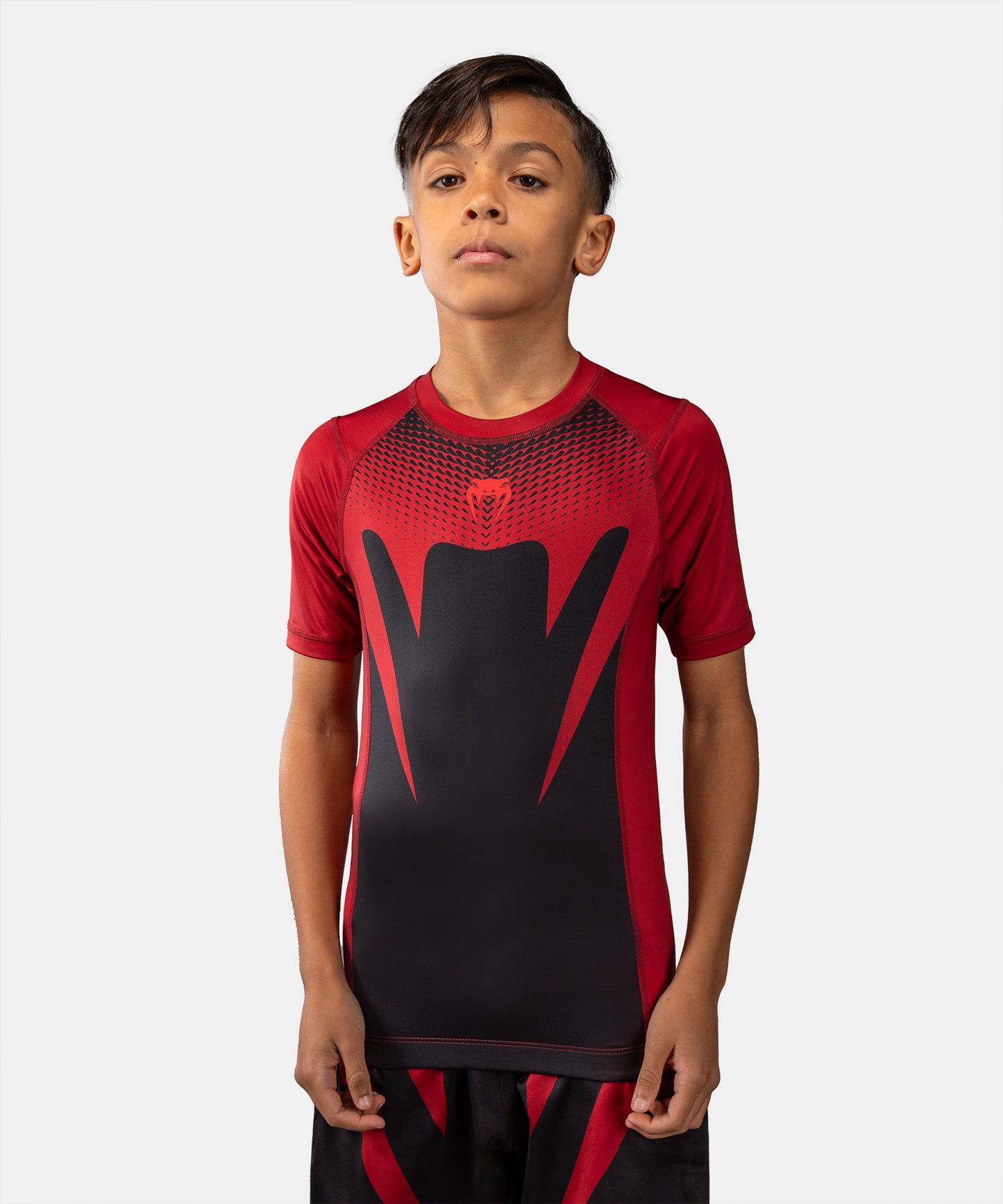 Venum Attack Rashguard de Manga Corta para Niño - Negro/Rojo