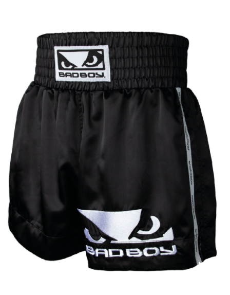 Bad Boy Pantalones de Muay Thai - Negro/Blanco