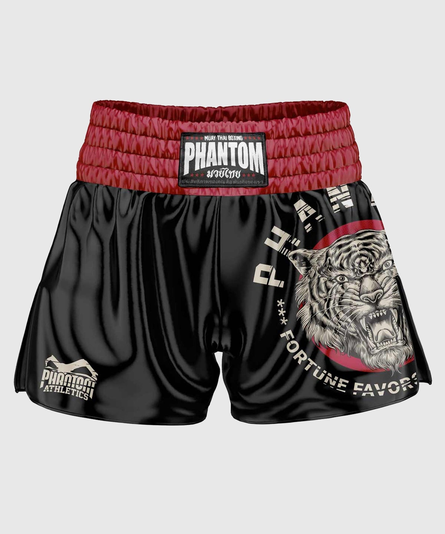 Phantom Athletics Tiger Unit Pantaloncini Muay Thai - Nero/Rosso