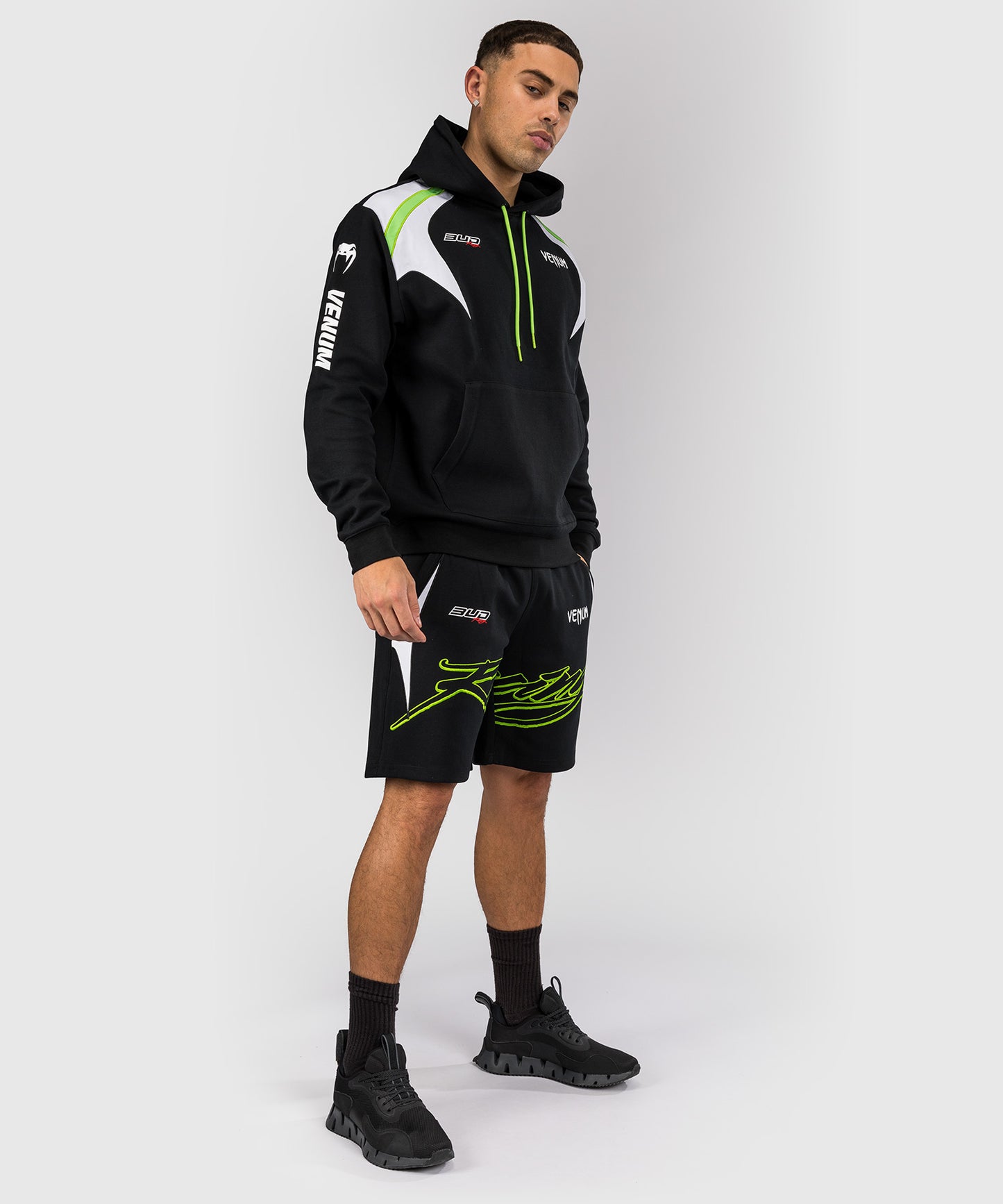 Short en coton pour Hommes Venum x Bud Racing - Noir/Blanc/Citron Vert