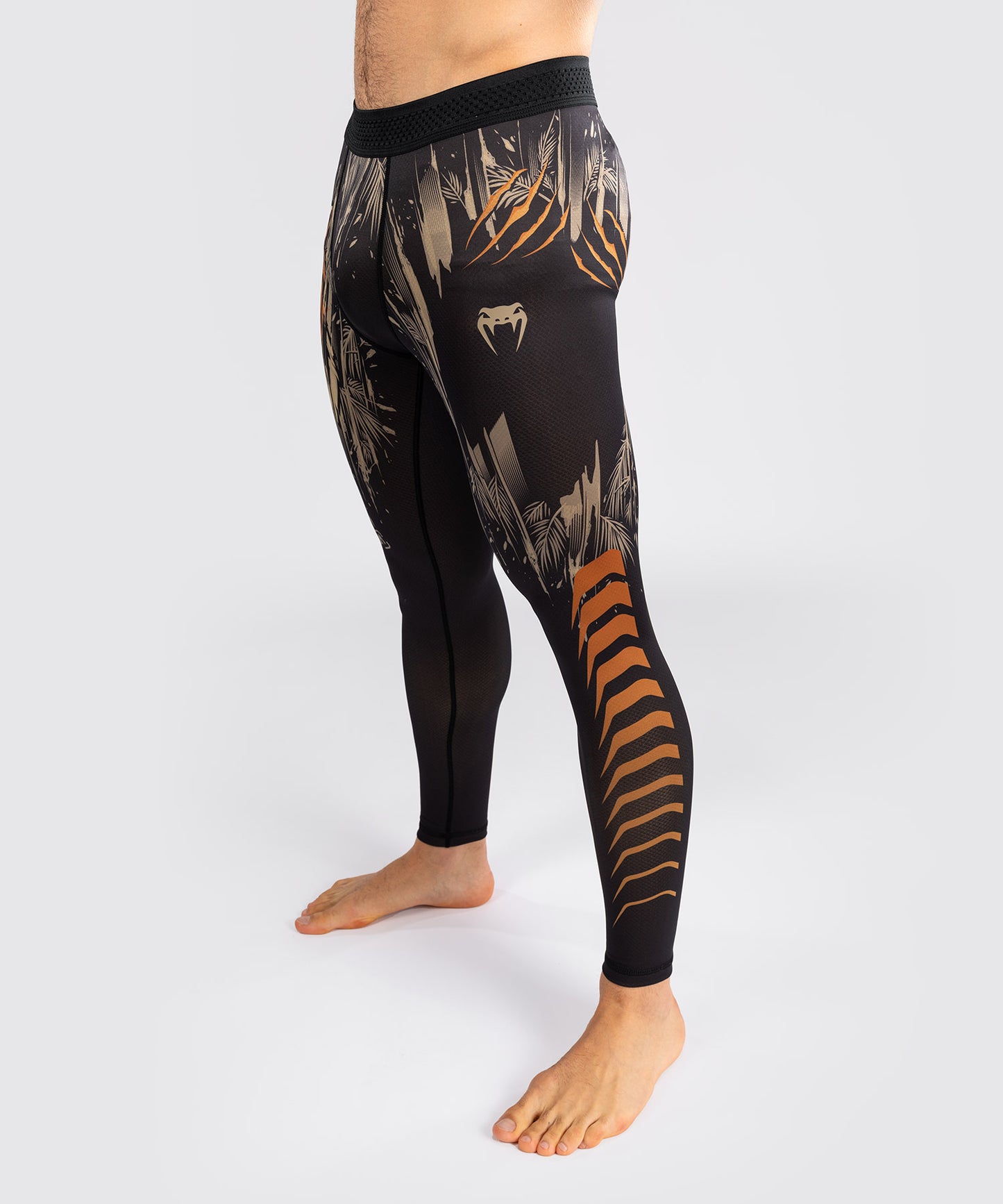Pantalon de Compression Venum Tiger pour Hommes - Noir/Orange Néon