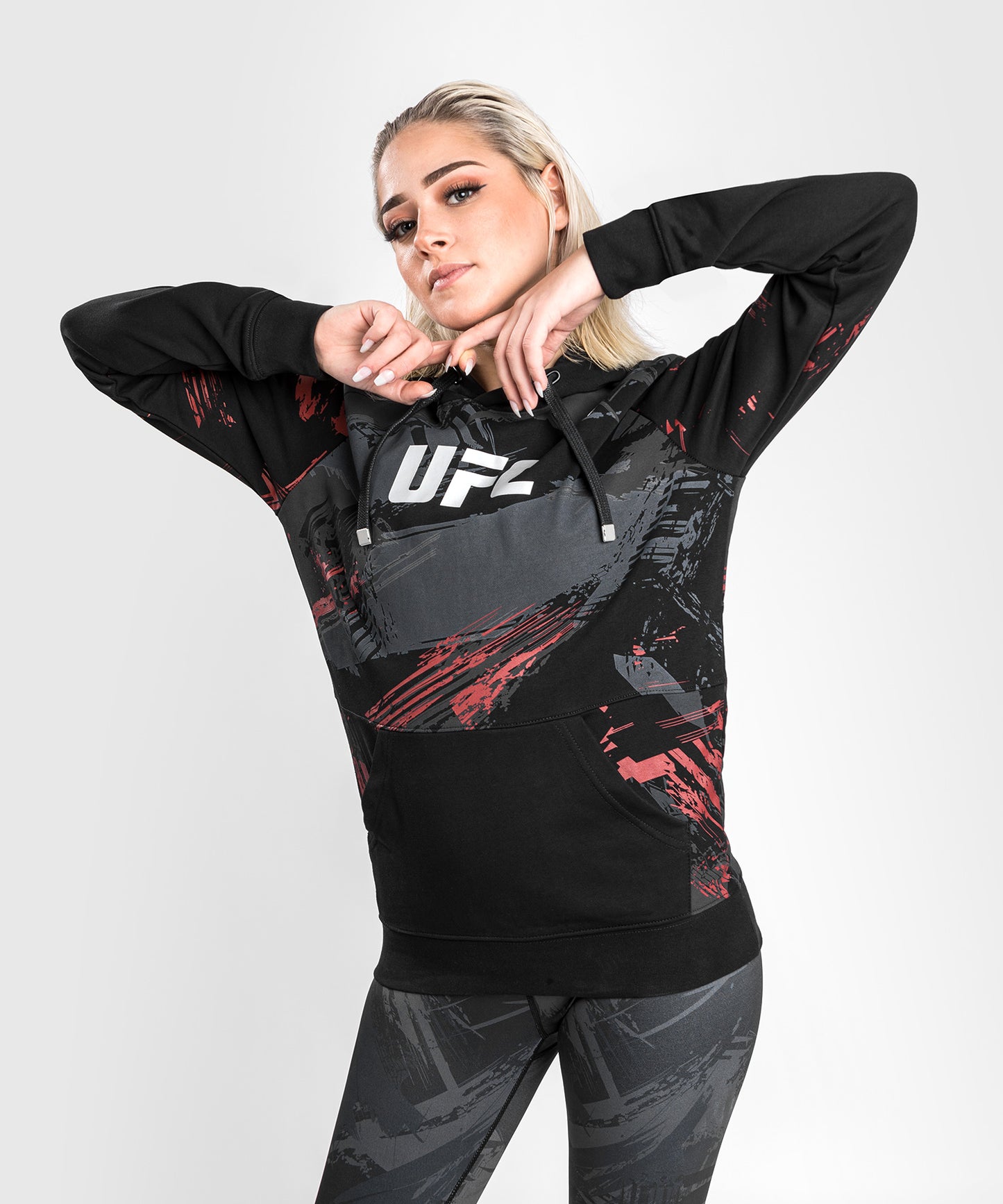 Sweatshirt à capuche pour Femmes UFC Venum Authentic Fight Week 2.0 - Noir/Rouge
