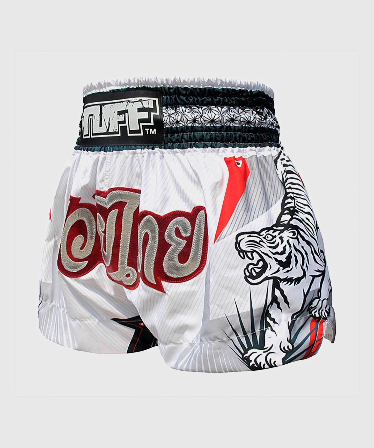 Tuff Bianco Tiger Pantaloncini da Muay Thai - Bianco
