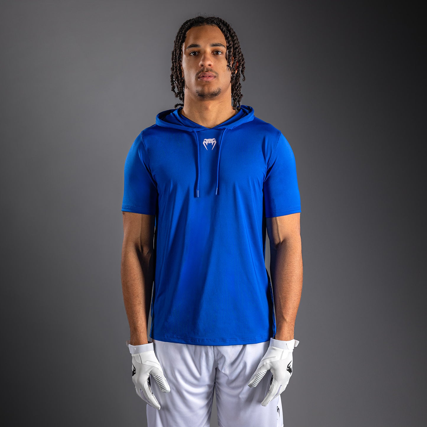 Venum Elite Felpa con Cappuccio a Maniche Corte Dry Tech - Blu Reale